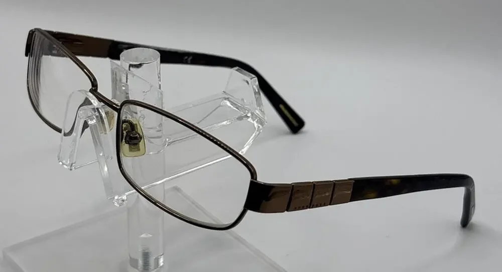 Hugo Boss Semi Rimless Eyeglasses Frames Brown Tortoise Rectangular Optical